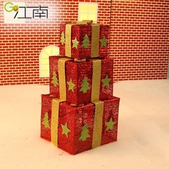 圣诞礼盒30cm圣诞礼品盒三件套多色圣诞装饰品树场景节日礼盒