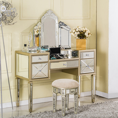 欧式创意迷你梳妆台镜面卧室家具新古典后现代简约实木复古化妆桌