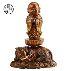 铜欣祥 纯铜地藏王菩萨佛像摆件家居饰品童型地藏娑婆三圣立像