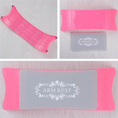 美甲硅胶手枕桌垫 手枕套装 蕾丝波点花纹粉色可拆水洗硅胶垫