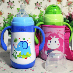 宝宝保温奶瓶两用多功能宽口不锈钢婴儿保温杯带手柄奶嘴吸管杯