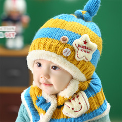 宝宝毛绒帽韩版儿童帽子婴儿加绒毛线帽冬天针织童帽男女童护耳帽