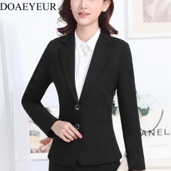 秋季新款黑色两粒扣韩版修身长袖职业休闲西装外套女小西装女士