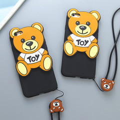 可爱卡通泰迪熊苹果6s手机壳iPhone7/7plus硅胶套5s挂绳全包软壳