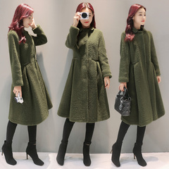 2016新款女装冬装韩版宽松大码中长款羊羔毛呢外套女长款大衣外套