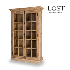 LOST美式家具复古单个书柜带门书架实木落地书柜立柜柜子展示柜