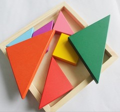 加厚彩色七巧板木制拼图儿童益智形状拼图智力开发幼儿园早教玩具