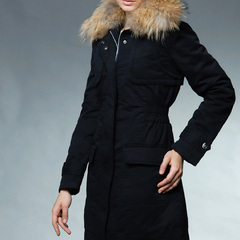 2016年冬装韩版棉衣女中长款大毛领修身收腰显瘦棉服加厚外套袄
