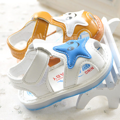 新款男宝宝夏季凉鞋 五角星图案婴儿软胶底防滑学步鞋0-1岁小童鞋