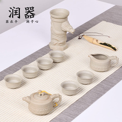 润器 粗陶茶具套装特价 陶瓷功夫茶具整套复古日式泡茶杯自动过滤