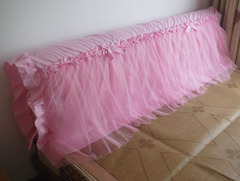 2016新款 全棉 纱质 唯美公主婚纱款床头罩床头套 粉玉 粉玉纱