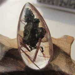天然红铜条发晶 绿云母共生异象水晶吊坠 晶体好 效应强 水晶奇石