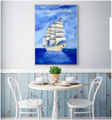 一帆风顺室内油画简约现代客厅装饰画 卧室壁画餐厅抽象玄关挂画