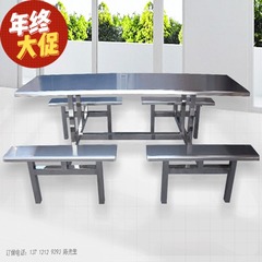正品保障304不锈钢餐桌椅饭堂连体桌椅食堂八人桌组合批发