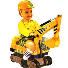 大号仿真工程车挖掘机滑行车可骑可坐 送帽子儿童送礼益智