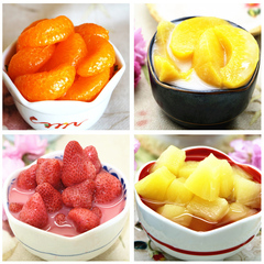 苏禾精品黄桃蜜桔草莓菠萝混合4口味水果罐头拼装整箱12罐包邮