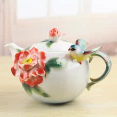 陶瓷茶壶咖啡壶杯子法兰瓷茶具壶创意家居礼品用品工艺水壶杯包邮