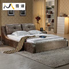 雪漫 简约现代可拆洗布艺床小户型 软床1.8米 布艺双人床 婚床