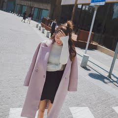 2016冬装新款韩版中长款宽松廓形羊毛呢子大衣女学生茧型加厚外套
