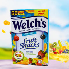 包邮！美国Welch's水果软糖果汁QQ糖1.25kg整盒50包入宝宝零食