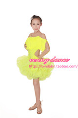 16新款女童拉丁舞比赛服拉丁舞演出服装少儿拉丁舞表演服蓬蓬裙