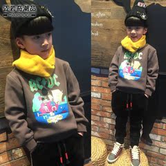 童装男童卫衣加绒2016新款韩版冬装儿童加厚保暖套头外套打底衫潮