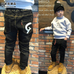 迈若奇男童牛仔裤2016新款韩版冬装中大童儿童加绒加厚牛仔裤子潮