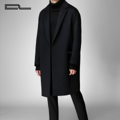 CL/原创 秋冬新韩版简约毛呢大衣西装领茧型中长羊绒外套男青年潮