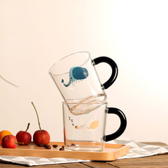 日式耐热玻璃系列水杯 创意牛奶杯果汁杯 情侣对杯水杯动漫水杯