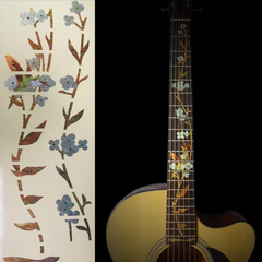 指板贴纸贝壳镶嵌指板贴花雕花吉他护板吉他配件 优雅花草 黄贝
