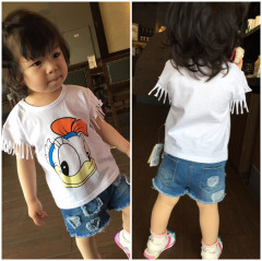 2016新款韩版女童T恤衫短袖欧美卡通婴儿夏装0-1-2-3岁女宝宝短袖