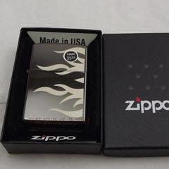 15年全新好品带盒未使用黑冰双面火焰纹 正品zippo打火机美国原装