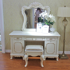 欧式实木梳妆台 现代时尚妆台含凳镜 化妆桌台特价 白色梳妆台小