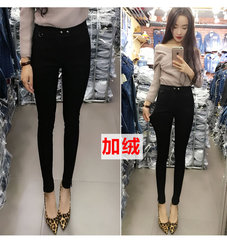 韩国新黑色高腰加绒保暖外穿打底裤女长不抽丝紧身包腿小脚铅笔裤