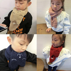 韩国代购卡通长款儿童围巾秋冬毛茸茸潮童宝宝羊羔绒毛球小孩围脖