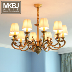 美式全铜吊灯欧式客厅餐厅卧室灯法式装饰复古时尚艺术纯铜灯具