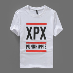 潮牌XP字母印花 男款圆领短袖t恤 男装半袖T