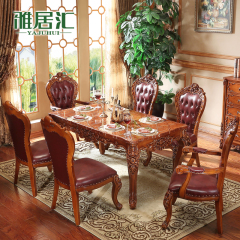 欧式餐桌 长方形客厅实木饭桌高档别墅餐厅家具欧式大理石方餐桌
