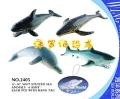 皇冠！6款外贸仿真软体海洋动物模型 玩具鲨鱼海豚座头鲸等30cm