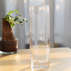 0利润清仓欧式现代时尚水晶玻璃透明扁口花瓶扁花罐工艺品摆件高