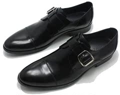 韩系推荐 独特设计两接式真皮男式商务正装皮鞋搭扣流行男鞋H