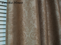 爱卡家居经典欧式简约风格咖啡色欧纹环保遮光窗帘布定做客厅卧室