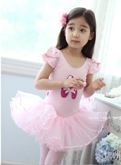 639纯棉粉色芭蕾舞短袖纱裙 儿童舞蹈裙形体 芭蕾舞裙 儿童练功服