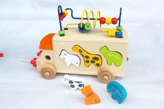 日本Ed.lntr宝宝学步拉绳动物拖拉车益智配对形状绕绕车儿童玩具