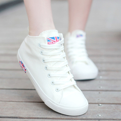 夏季韩版潮大码帆布鞋白色高帮40 43码布鞋板鞋平底女生休闲布鞋