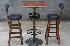 实木酒吧桌椅吧椅吧凳酒吧凳吧台凳吧台椅高脚椅碳化绷皮吧台桌