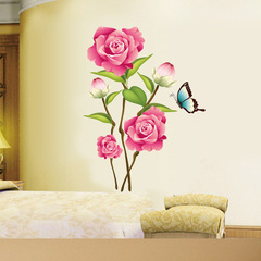 蝶恋花 中国风客厅沙发背景电视墙上贴纸画 书房布置婚房装饰壁纸