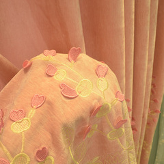 粉色婚房卧室浮雕绣花仿羊绒温馨雪尼尔成品客厅定制窗帘布吉莉安