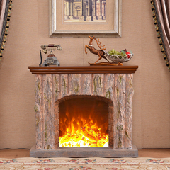 仿古风化树皮壁炉烂木壁炉装饰柜仿真火电壁炉别墅古典LED壁炉