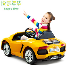 快乐年华兰博基尼双驱儿童电动车 儿童遥控可坐四轮电动车汽车